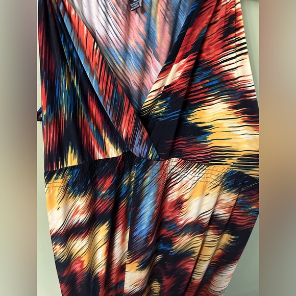 JPR Maxi Dress Sleeveless Abstract Boho Plus Size 2X Rainbow Multicolor Hipster - Picture 4 of 8